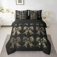 thumbnail image 2 of Homewish Cute Bowknot Bowtie 7 Pieces Bedding Comforter Set,Rustic Camouflage Print Full Bedding Set,Green Black Fitted Sheet Flat Sheet For Kids,Microfiber Bedroom Decor Reversible, 2 of 8