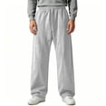 thumbnail image 4 of Umfun Men Loose Wide Leg Sweat Pants Solid Casual Comfort Basic Trousers Soft Daily Home Street Full Length Pants, 4 of 8