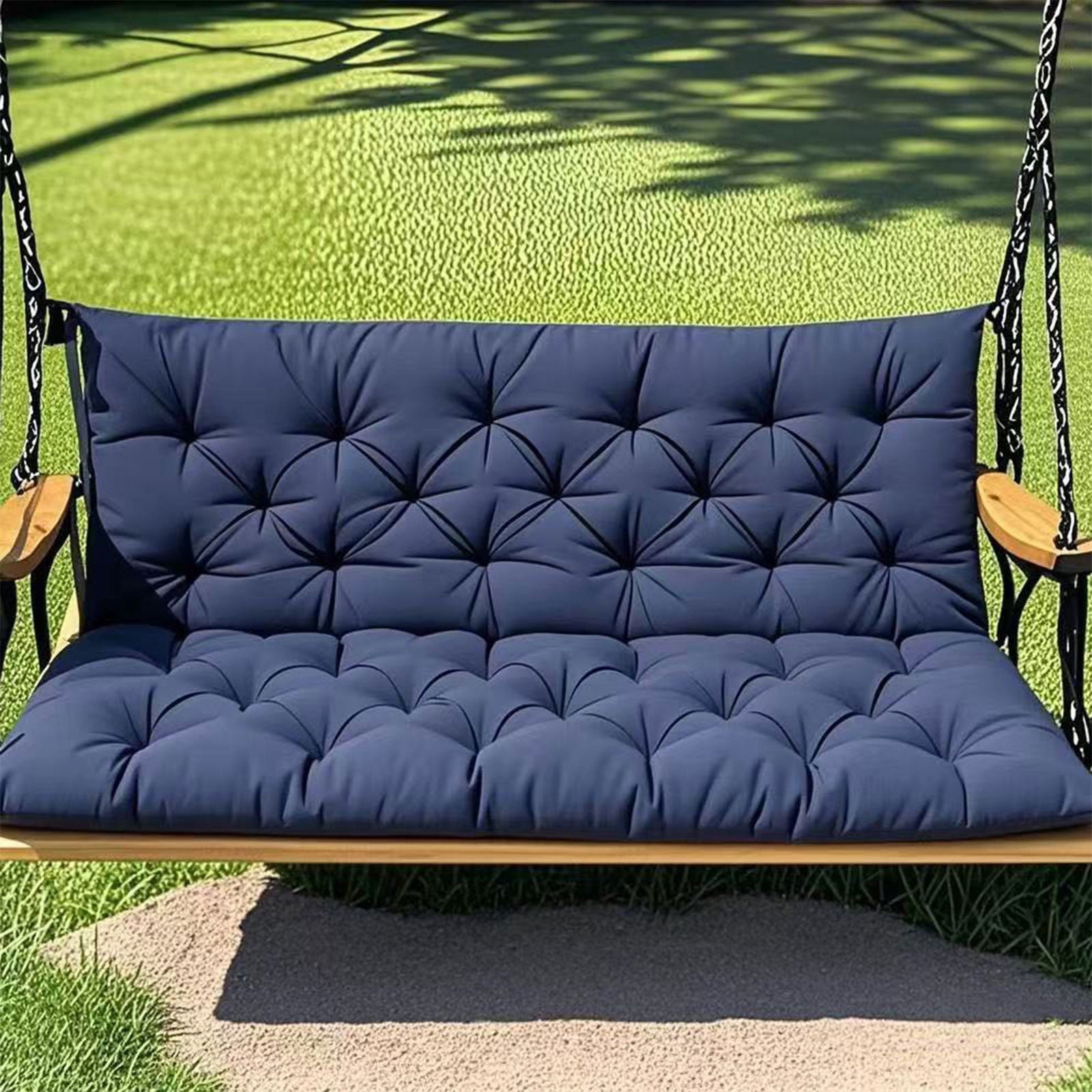 YOTQUSKI Outdoor Swing Cushions,Waterproof Swing Cushions 3 Seater Replacement with Backrest,Outdoor Thickened Bench Cushion with Ties for Porch,Patio,Backyard,Garden and Lawn