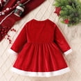 thumbnail image 4 of Odeerbi Niñas Vestido de Terciopelo Navidad Primavera Otoño Algodón Manga Larga Color Sólido Cálido Vestido A-Line, 4 of 8