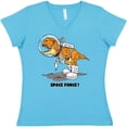 thumbnail image 3 of Inktastic Space Force Dinosaur Astronaut Women's V-Neck T-Shirt, 3 of 5