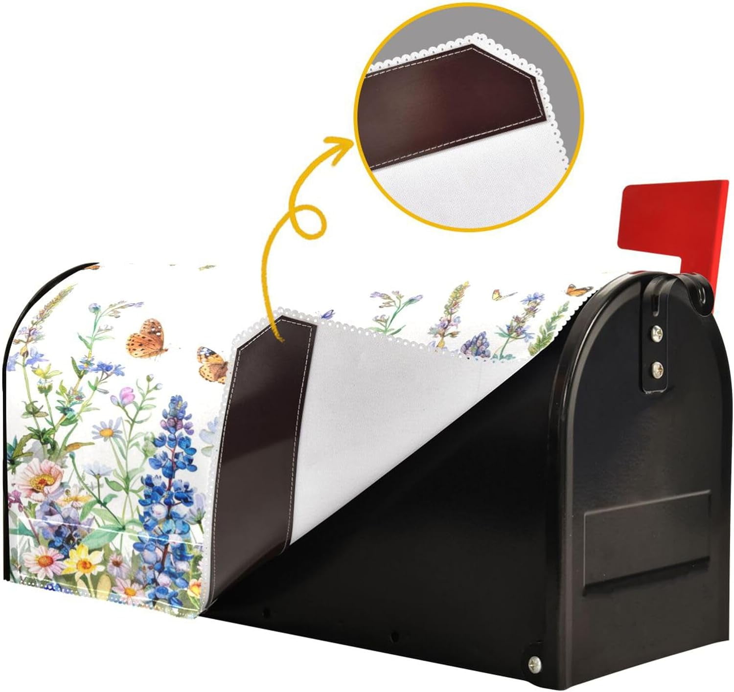 Spring Mailbox Covers, Watercolor Wildflowers Spring Mailbox Covers Oxford Cloth Post Box Cover with Magnetic Strip for Garden Yard Decor