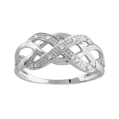 10K White Gold 1/20 Ct Round Cut Natural Diamond Fashion Ring HI I2