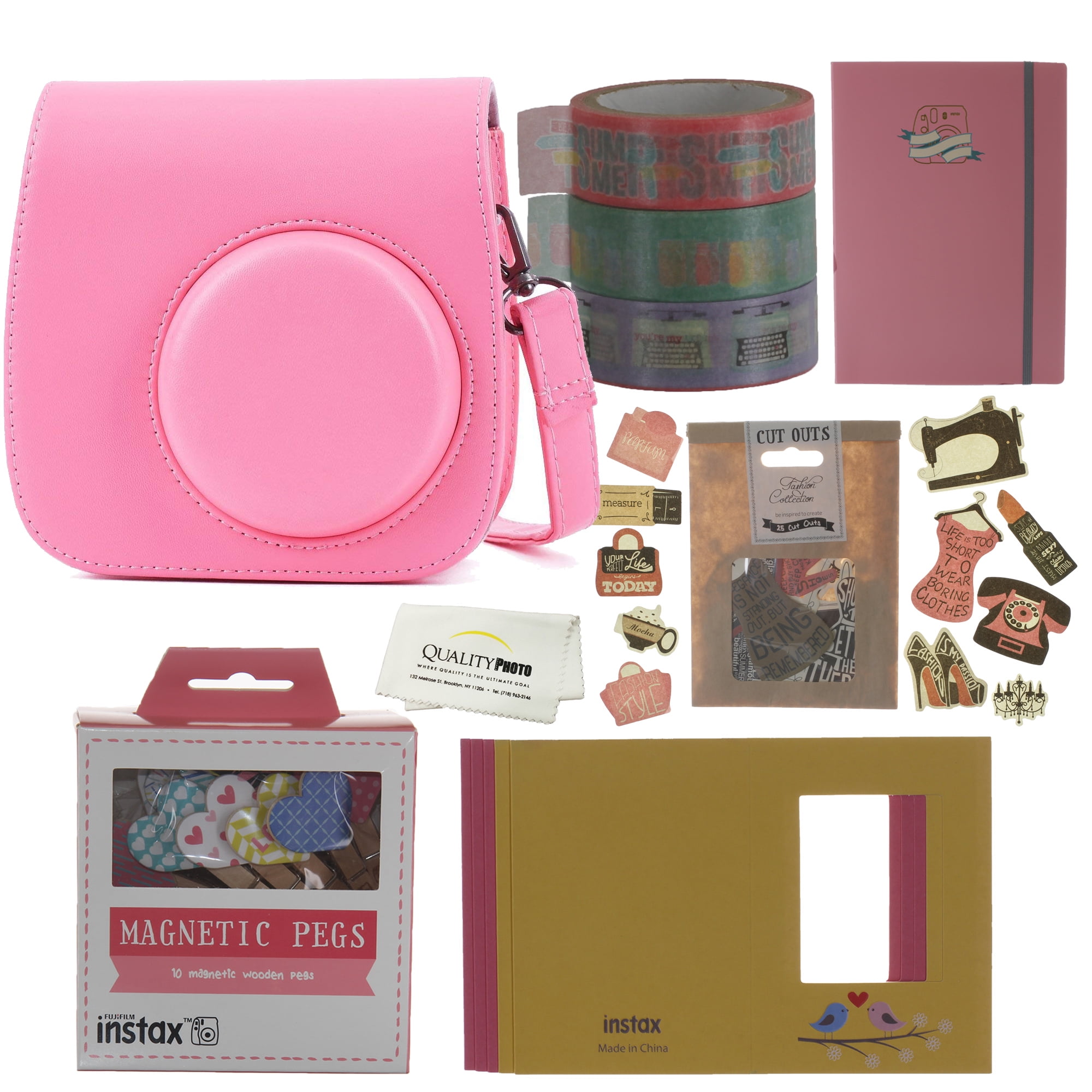 Fujifilm Instax Mini 9 Accessories Bundle, PINK Case, Photo Album