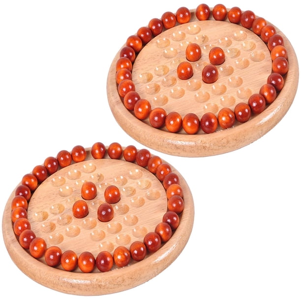 Juego de mesa de solitario de 2 piezas, ajedrez de madera, juego de mesa de solitario de madera para niños y adultos.