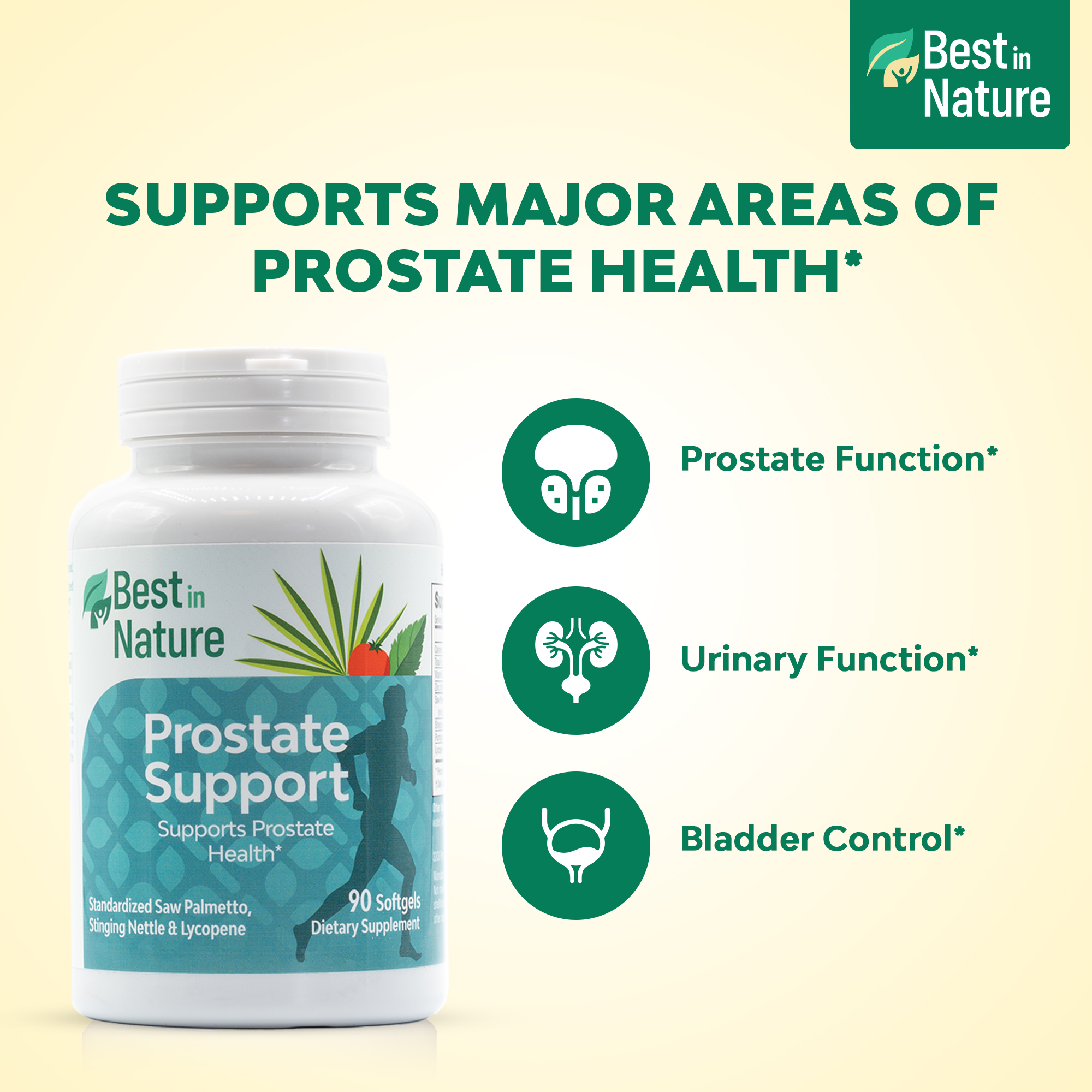 Prostate Support - 90 Softgels with Saw Palmeto, Zinc for Men's Health