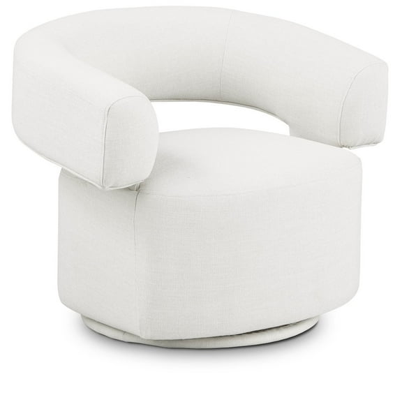 Meridian Furniture Niya Cream Linen Textured Fabric Swivel Accent Chair