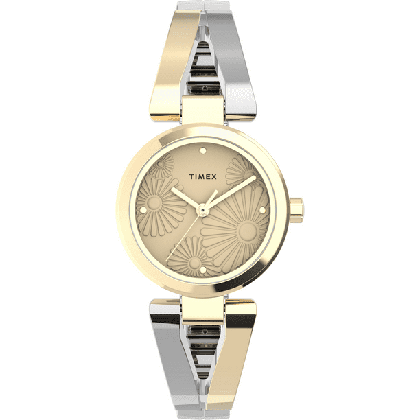 独特の上品 25mm Floral Bangle Stretch Fashion Womens Timex Watch Expans Steel Stainless Two Tone With Dial Champagne Case Gold Tone 腕時計レディース Tatotz Org
