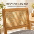 thumbnail image 6 of French Country Bar Stools Set of 2, Grey Rattan Counter Height Stools, Linen Upholstered, Farmhouse Wooden Barstools with Cane Back, Kitchen Island Chairs, Sillas para Barra de Cocina (Gray, 2 Pcs), 6 of 8