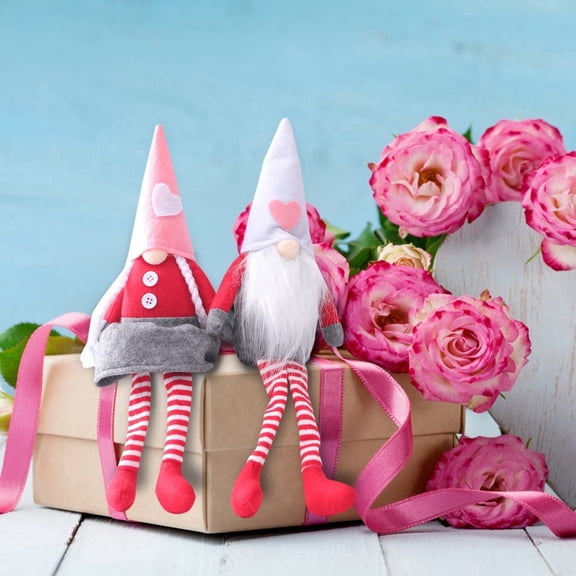 2PCS Valentines Day Gnome Plush Decorations, Lucky Gnome Handmade Doll, Swedish Gnome Doll, Holiday Figurines Present for Valentine's Day Home Decors Table Ornament