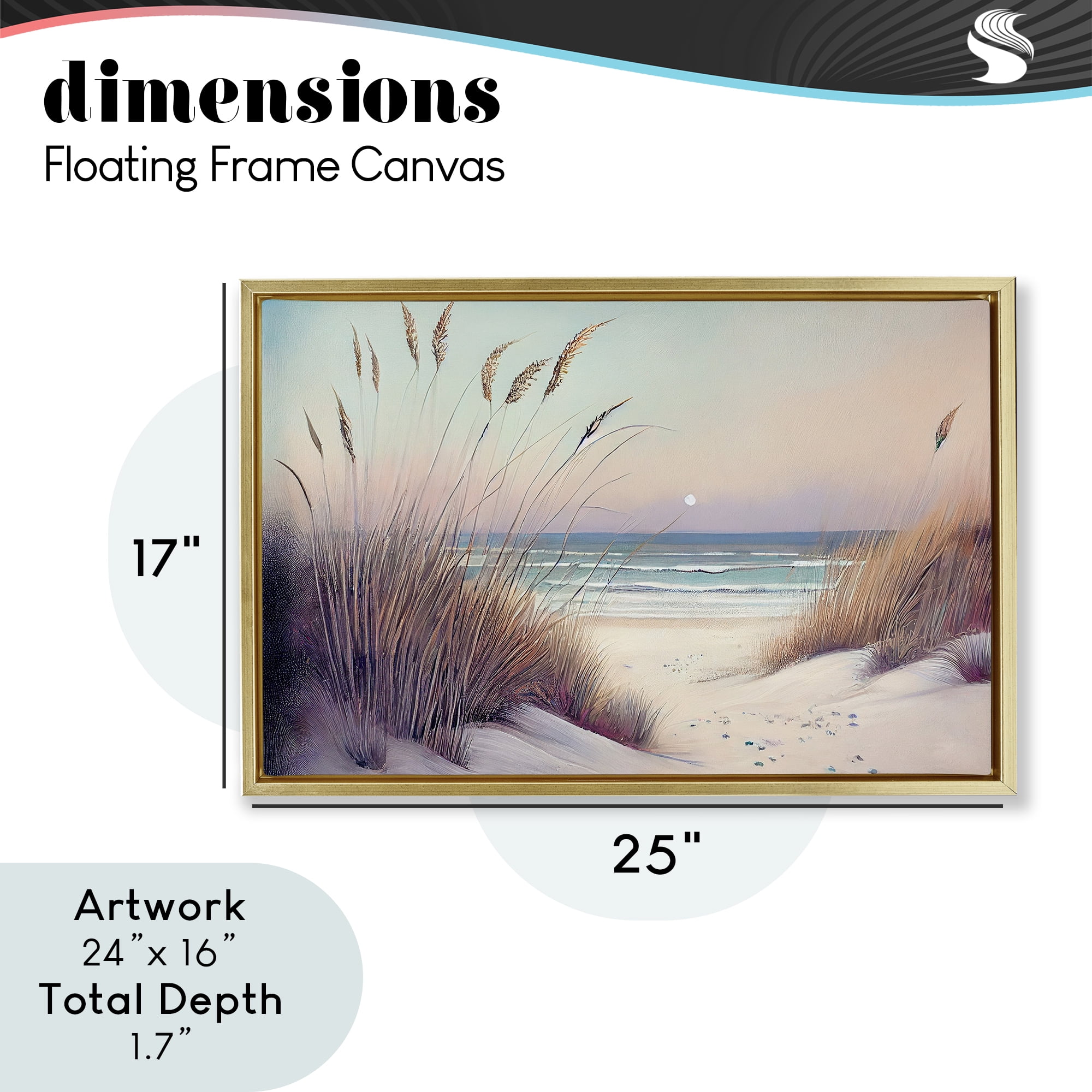 Euphoria Beach Dunes View Gold Framed Floater Canvas Wall Art, design by Sasha
