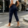 thumbnail image 4 of yillto Capris for Womens Straight Leg Pants with Pockets Fashion Cargo Outfit High Waist Dressy Pant, 4 of 7