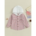 thumbnail image 2 of Bagilaanoe Toddler Baby Girl Boy Hooded Sweatshirt Long Sleeve Plaid Shirt Flannel Pullover 6M 12M 18M 24M 3T 4TKids Fall Loose Hoodie Tops, 2 of 9