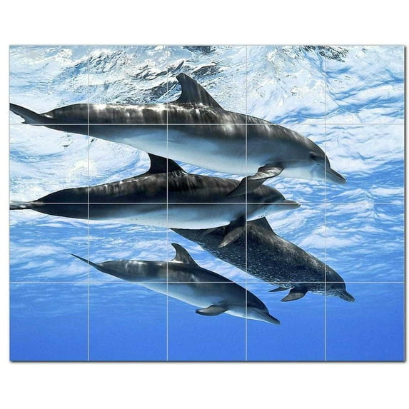 Dolphin Picture Ceramic Tile Mural Kitchen Backsplash Bathroom Shower, 404710-M5