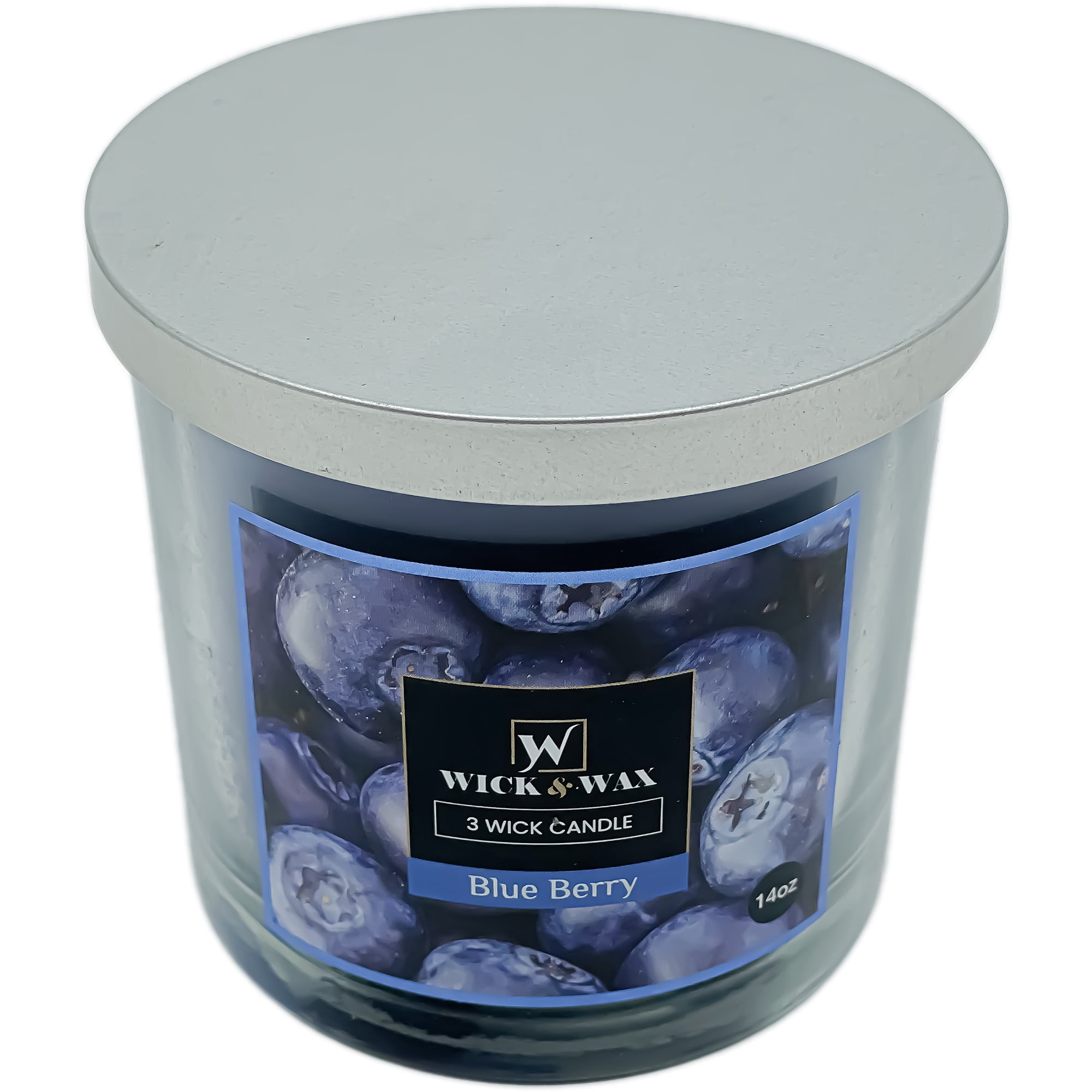VeZee's 3 Wick 14 oz Blueberry Scented Jar Candles by Wick & Wax, Lift your spirits with the refreshing, pleasant fragrance:2 Jars
