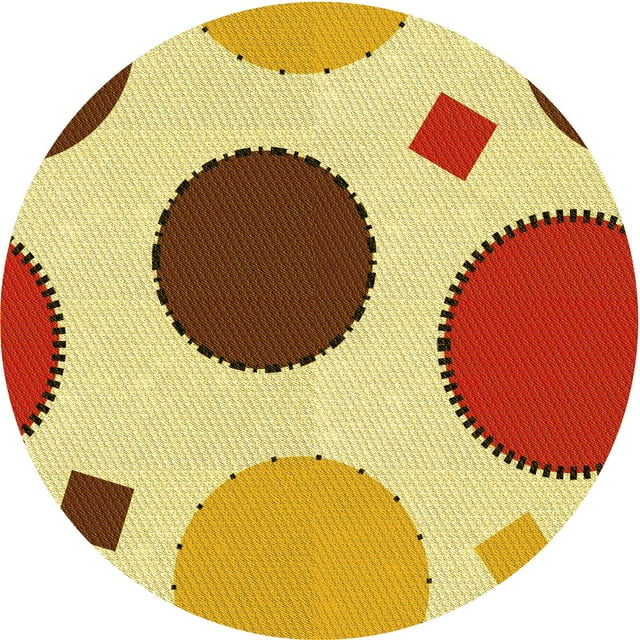 Ahgly Company Tapis Rond Lavable en Machine Intérieur Transitionnel Acajou Brun, 7 Pieds Rond