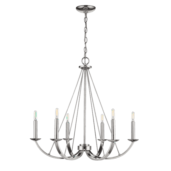 Vivio Lighting Kaila 6-Light Modern Polished Nickel Corded Electric Chandeliers