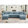 thumbnail image 5 of Modular Sleeper Sofa for Living Room,Cloud Couch Sectional Sofa with Storage, U-Shape Velvet Sofa with 4 Lumbar Pillows, Oversized deep couches with 2 Ottomans, Solid Wood Frame, Blue, 5 of 8
