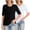 White/Black, variant on Women's 2-Pack Half Sleeve V Neck T-Shirts Solid Color Casual Summer Tees Navy blue/Black
