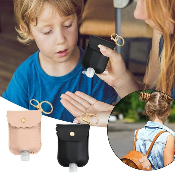 NANDIYNZHI Room Decor Set Of 2 Portable Hand Gel Holder Keychain Travel Size Bottle Pocket Empty Leakproof Plastic Bottle Under $5 Black