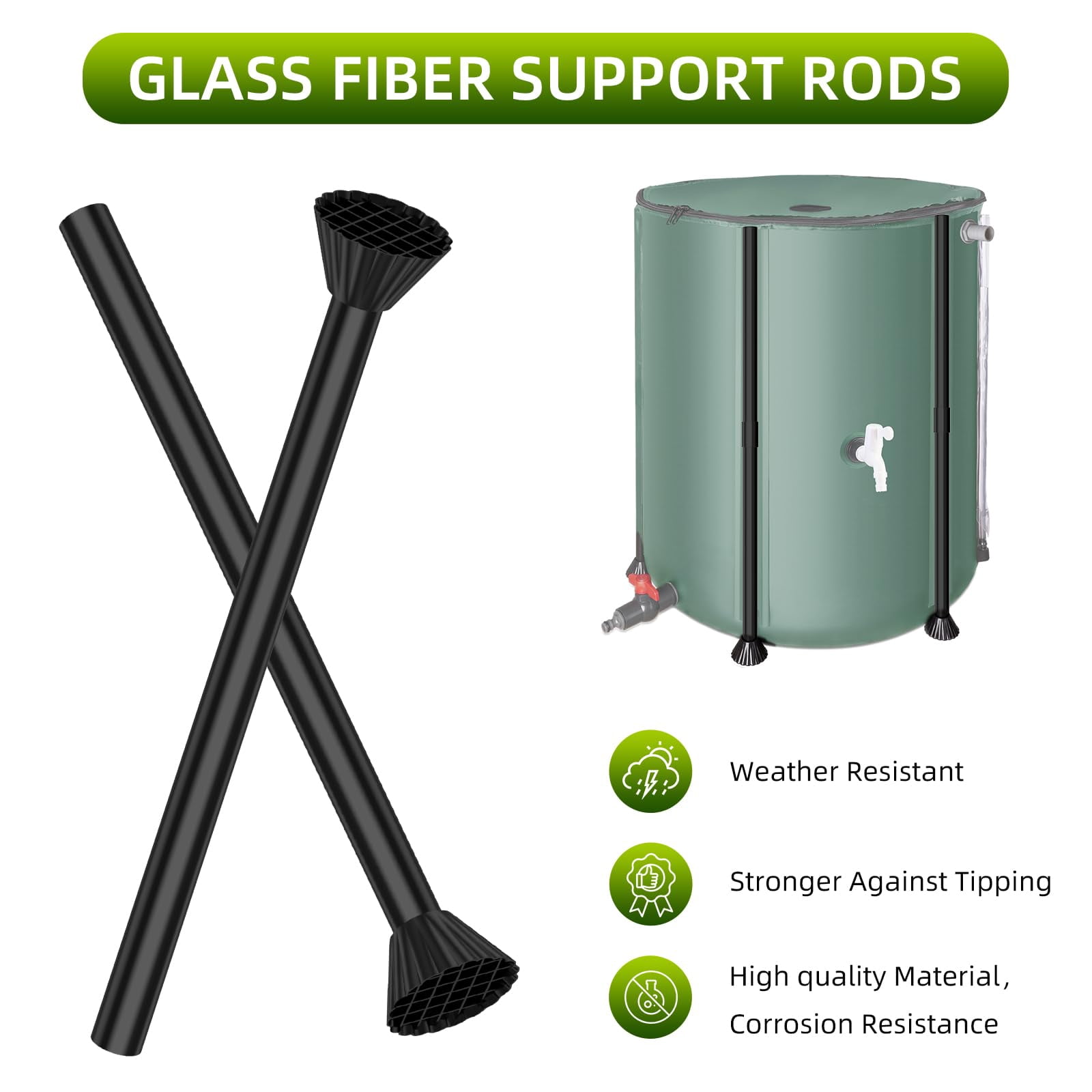Collapsible Rain Barrel 53 Gallon Rainwater Collection Storage Tank with Garden Hose