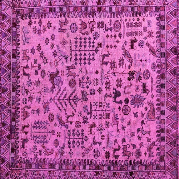 Ahgly Company Indoor Square Abstract Pink Modern Area Rugs, 6' Square