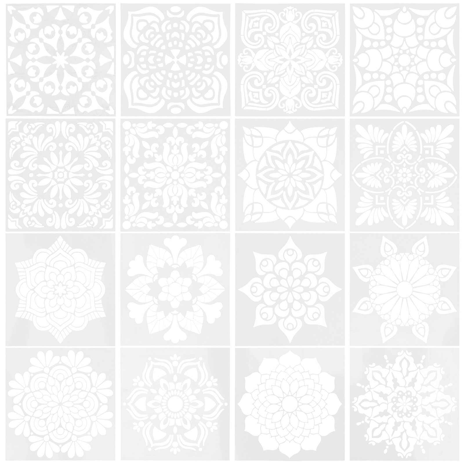 16Pcs Mandala Shaped Stencils Reusable Craft Drawing Templates DIY