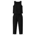 thumbnail image 6 of Frostluinai Womens Summer 2 Piece Sets Square Neck Sleeveless Crop Tank Tops Capris Jogger Pants Matching Sets Travel Outfits with Pocket Black M, 6 of 6