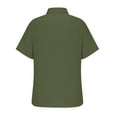 thumbnail image 5 of Men's Linen Shirts Short Sleeve Casual Shirt Oversized Summer Lightweight Button Down Beach Vacation Tops Army Green 3XL, 5 of 6