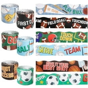 6 Rolls 234 Feet of Sports Scalloped Bulletin Board Borders Trim for Classroom Decor, Whiteboard, Chalkboard, School Decorations, 6 Assorted Designs for Teacher Supplies (78 Pieces)