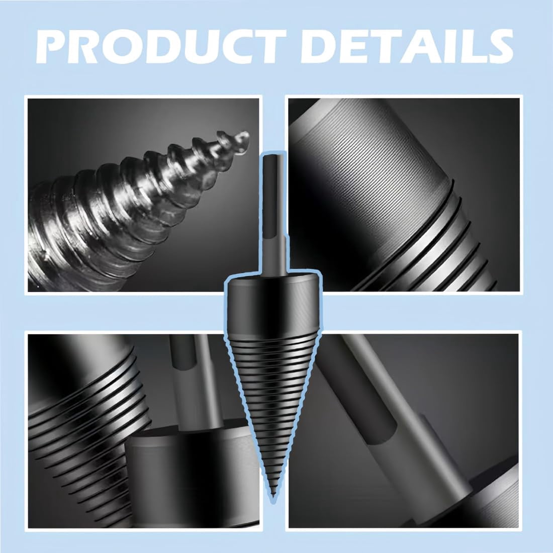 Firewood Drill Bit Set, Wood Log Splitter Firewood Drill Bit Set, Heavy Duty Wood Splitter Drill Bit with 3 Drill Screw, Detachable Electric Drill Bits for Splitting Woods