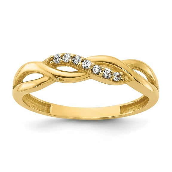 Auriga 14k Yellow Gold Polished CZ Braided Ring for Women Size- 0