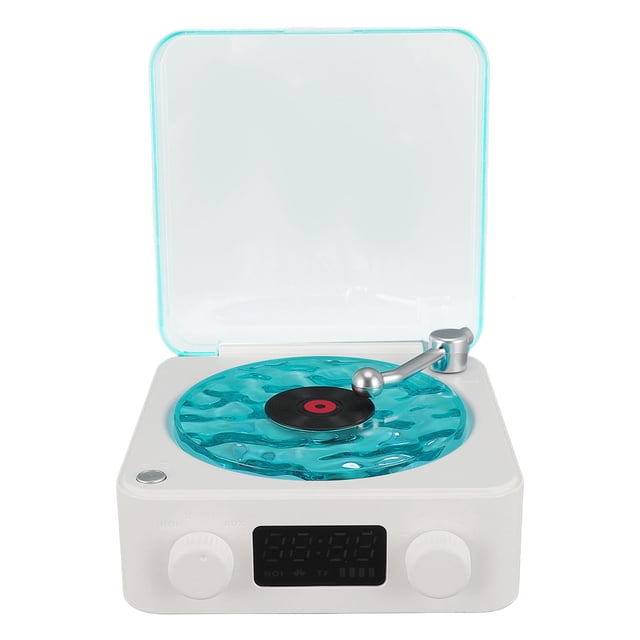 Altavoz Estilo Tocadiscos Con Luz Nocturna, Visualizació de la Hora y Multifunció.