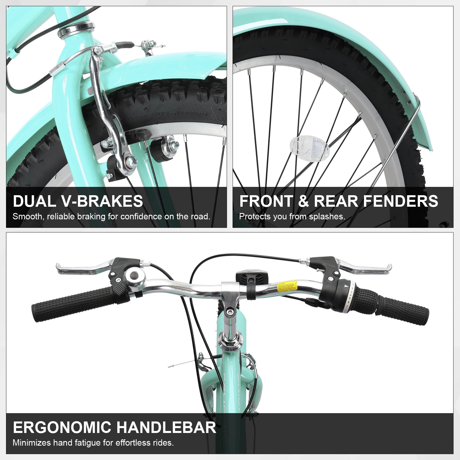 Ktaxon 26" Beach Cruiser Bike 7-Speed Commuter Bicycle, Mens and Womens, Blue Green