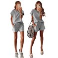 thumbnail image 3 of Langwyqu Solid Color Women Casual 2 Pieces Sets Tops & Shorts Suit, 3 of 5