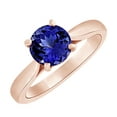 thumbnail image 2 of AFFY Round Cut Simulated Blue Tanzanite Solitaire Engagement Wedding Ring In 14k Rose Gold (1.7 cttw)With Ring Size:-11.5, 2 of 2