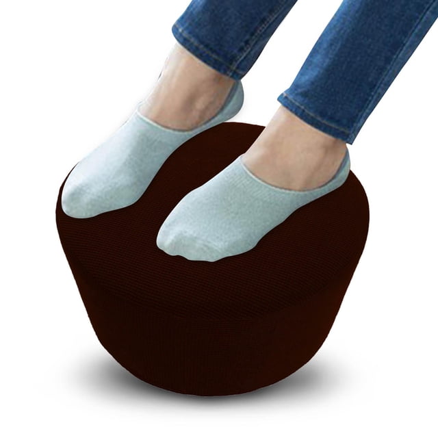 Funda elástica para dormitorio, fundas redondas para reposapiés, funda para reposapiés gruesa y suave de tela Jacquard, Color sólido, Café perfecl Funda otomana redonda