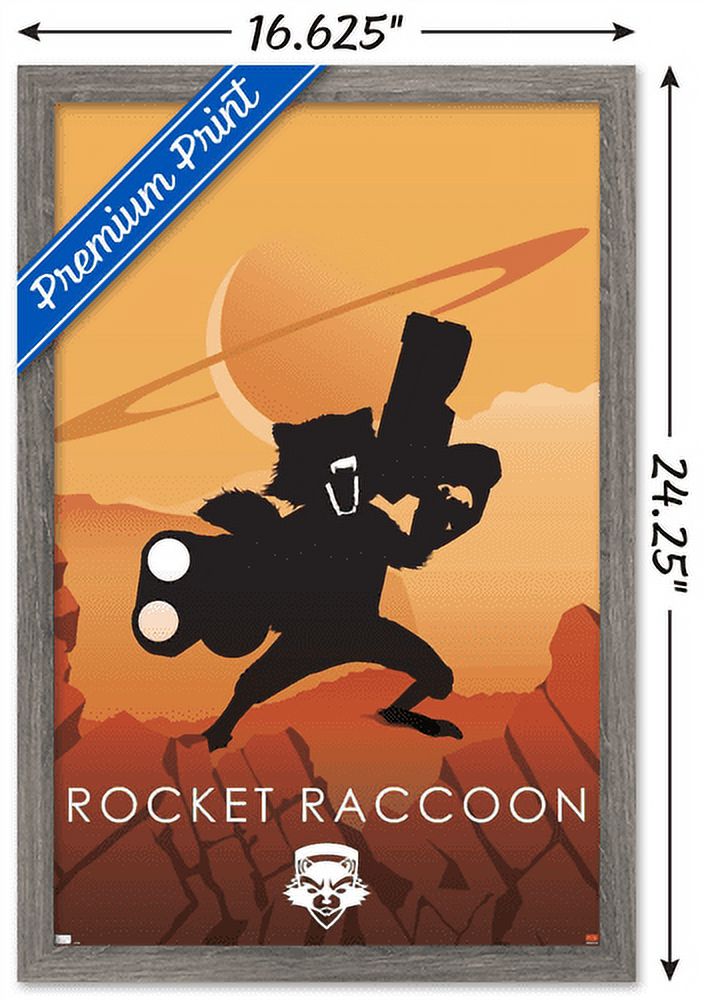 Marvel Heroic Silhouette - Rocket Raccoon Wall Poster, 14.725" x 22.375", Framed