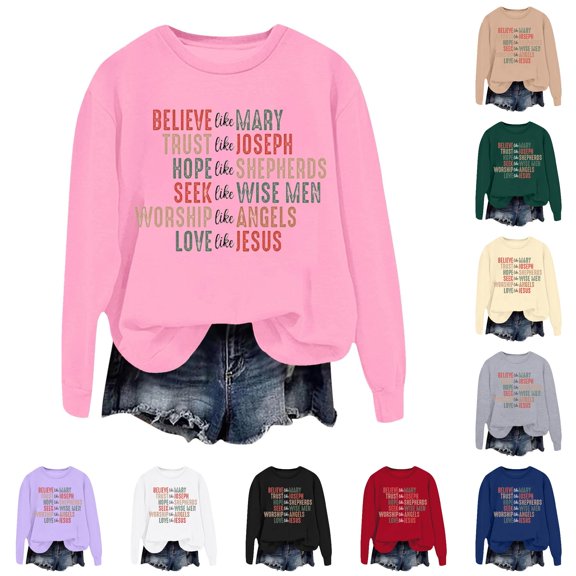 Tanghaowl Sweatshirts for Women Loose Fit Oversized Sweatshirts Hoodies Crew Neck Pullover Sweaters Casual Comfy Fall Fashion Outfits Pink XL