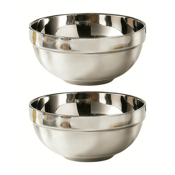 2Pcs Double Wall Insulated Stainless Steel Bowls - Unbreakable, Hot & Cold Food Bowls for Cereal, Soup, Ice Cream, Snacks - Shatterproof & Dishwasher Safe Metal Bowls for Kitchen, Camping, Office(DS)