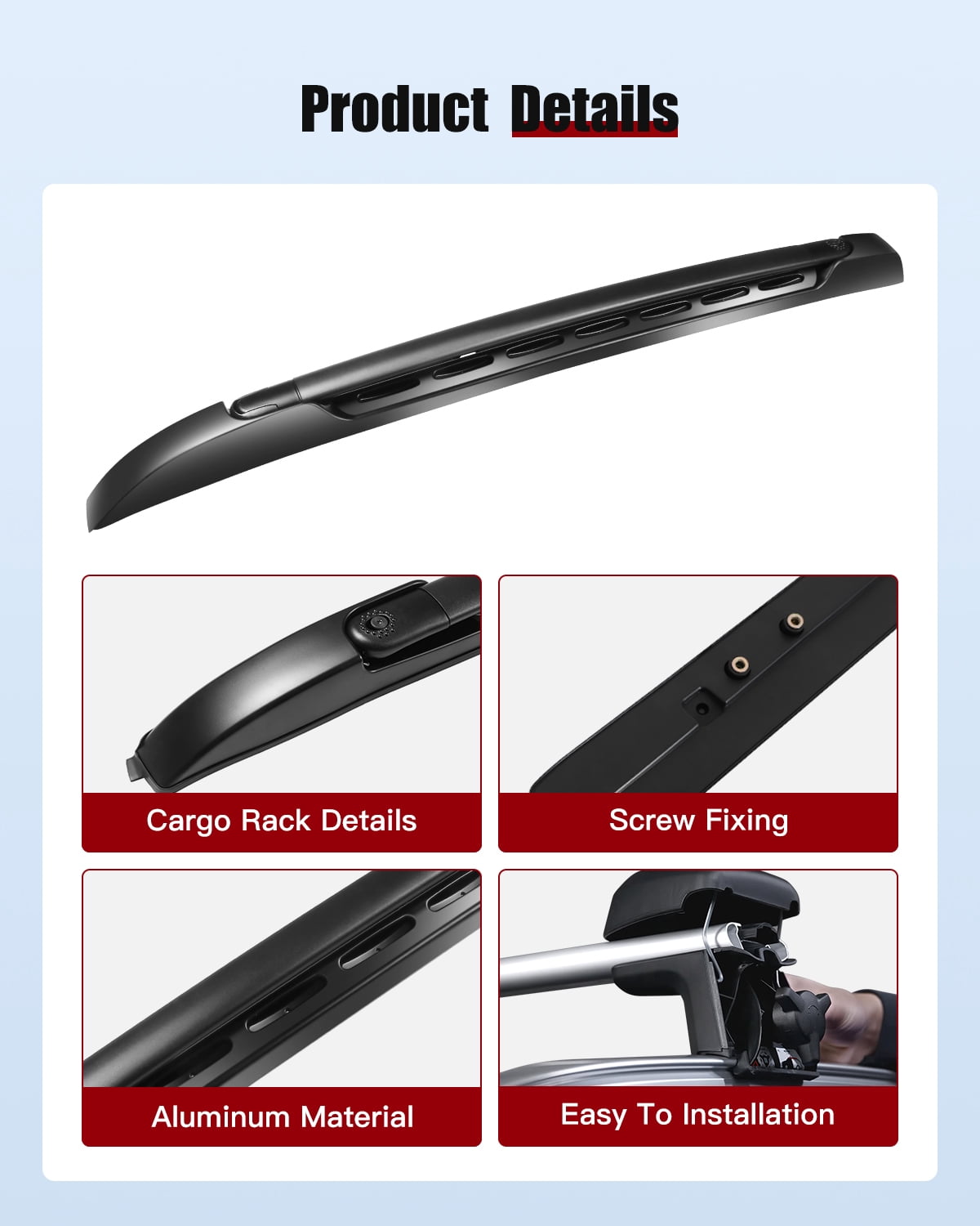 cciyu Rooftop Cargo Rack Crossbars for Toyota Tacoma Double Cab 2005-2021 Lightweight, Black