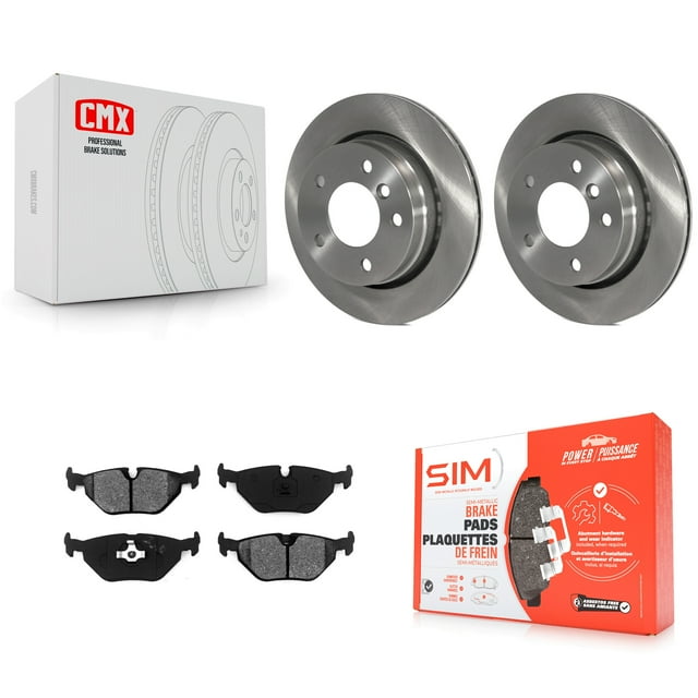 Transit Auto Rear Disc Brake Rotors and Semi-Metallic Pads Kit for Car 1996-1997 BMW 328i with 276mm Diameter Rotor K8S-105054