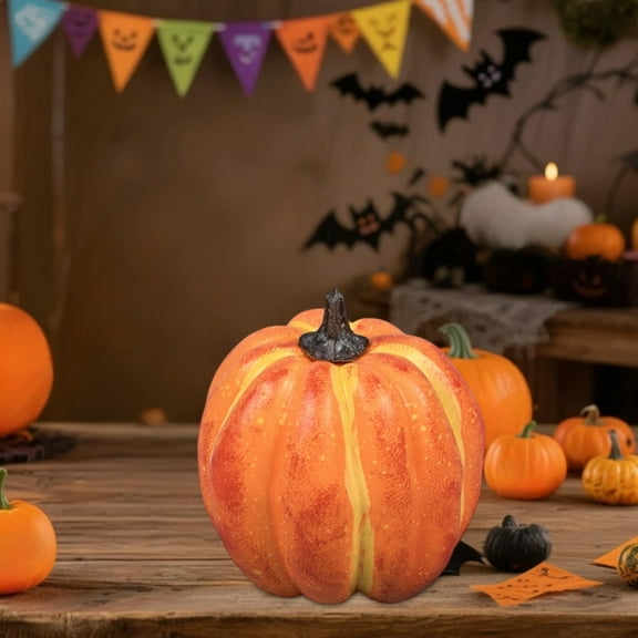HomeKingdee Large Fake Pumpkins for Decorating Big Decorative Foam Pumpkins for Fall Decor, Artificial Plastic Pumpkins Perfect for Halloween Decor Thanksgiving Table Decor
