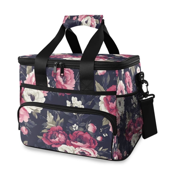 Cooler bag Vintage Pink and White Flowers 15L Insulated Lunch Bag Large Cooler Suitable for camping and picnics