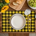 thumbnail image 4 of Black Yellow Plaid Placemats Set of 4, Retro Country Buffalo Check Gingham Placemats for Dining Table, Place Mats for Kitchen Tabletop, Waterproof Wipeable Dining Table Mats Set, 4 of 9