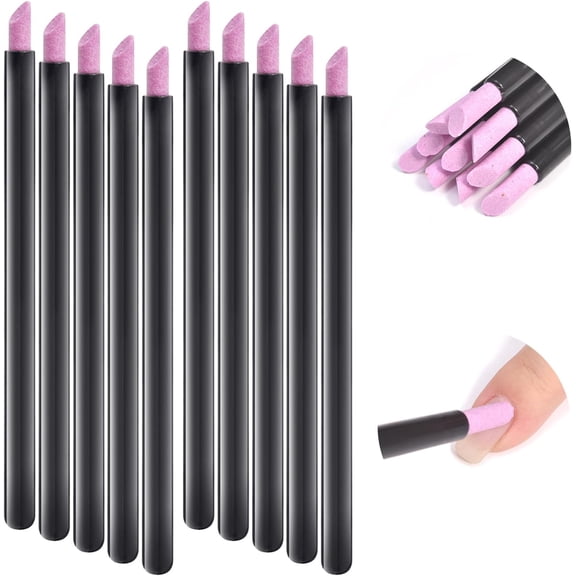 10Pcs Pumice Stone Nail File Set, Sanding Buffer Tools with Cuticle Remover and Pusher Stick, Washable Manicure Pedicure Nail Care Kit