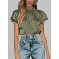 thumbnail image 7 of PRETTYGARDEN Business Casual Tops for Women Blouses Dressy Summer Short Sleeve Ruffle Satin Work Office Attire, 7 of 7