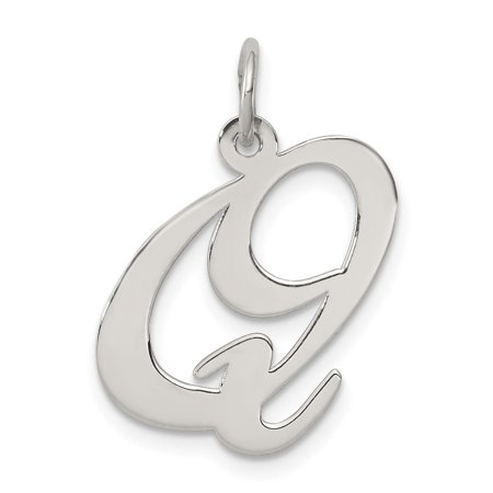 Sterling Silver Script Q Pendant for Women and Unisex Wear, Polished Initial Charm Necklace for Identity, Monogram Jewelry, Custom Accessory for Name Chains or Bracelets