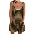 thumbnail image 2 of Women Summer Casual Sleeveless Romper Loose Striped Tied Shorts Overalls Jumpsuit with Pockets, 2 of 6