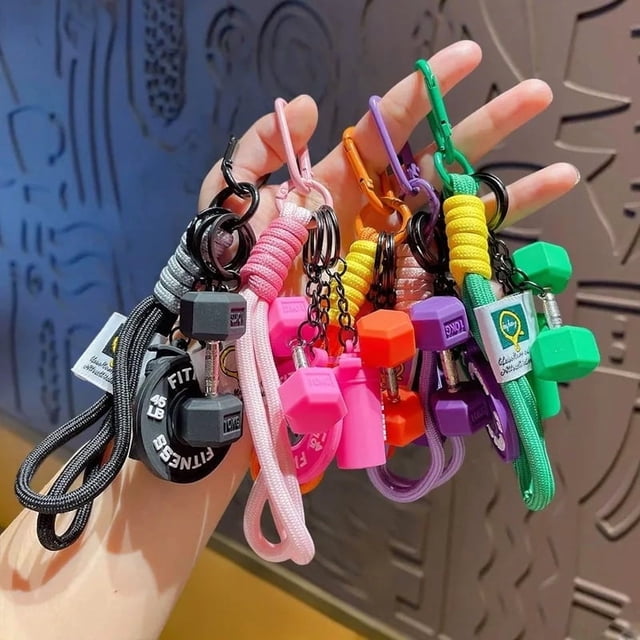 Adorno Colgante Con Forma De Mancuerna En Miniatura Juego de llaveros con mancuernas y botella de agua, color negro, accesorio de entrenamiento para gimnasio, regalo para mochila (1 unidad) JASKFLY